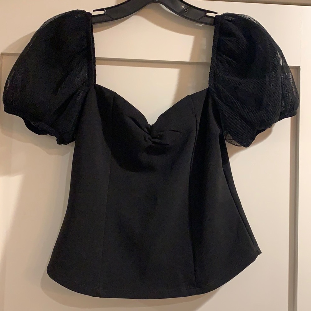 Socialite Blouse with Puff, Sheer Sleeves